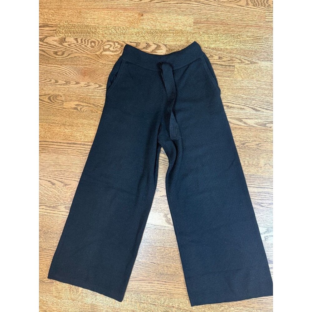 Staud Womens Black Merino Wool Blend Knit Wide Leg Pants - Picture 5 of 11